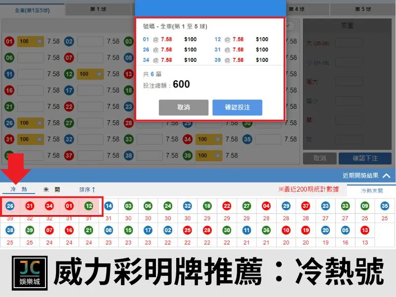 威力彩明牌推薦：冷熱號選號